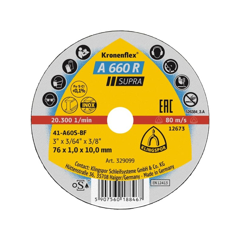 Małe tarcza do cięcia stali A 660 R Supra 76x1,6x6 mm