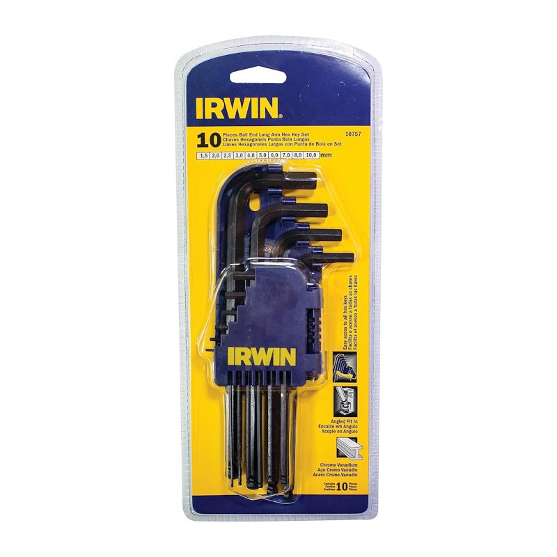 Zestaw 10 kluczy imbusowych długich z kulką IRWIN T10757