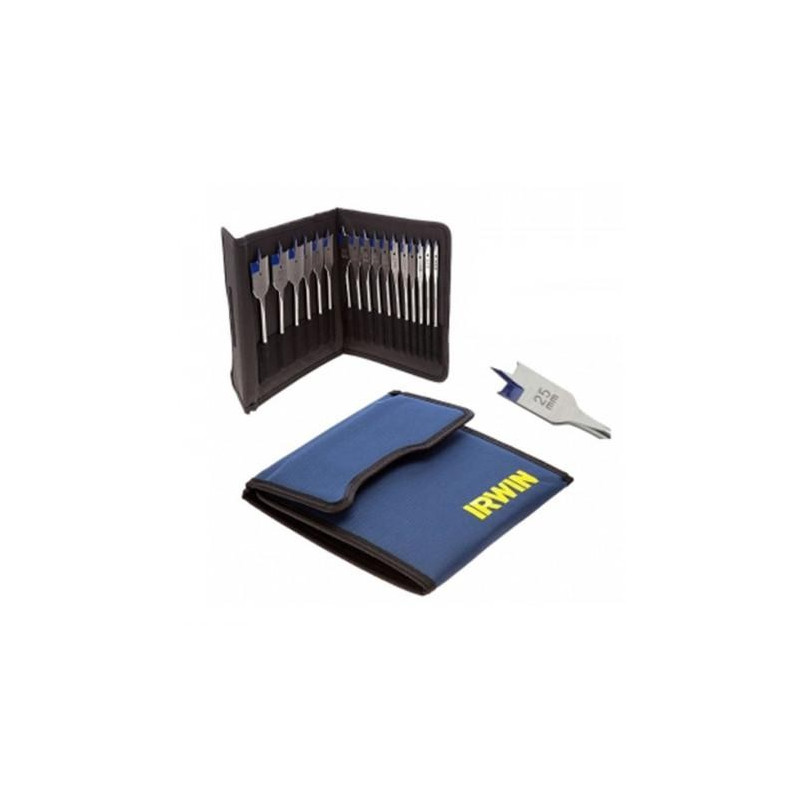 Zestaw 17 wierteł | Wiertła piórowe do drewna | 6-38 mm | IRWIN BLUE GROOVE 4X