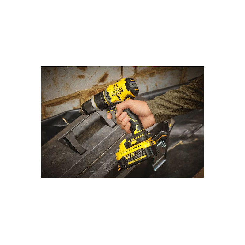 Bezszczotkowa wiertarko-wkrętarka udarowa 18V STANLEY FATMAX V20 SFMCD721M2K-QW