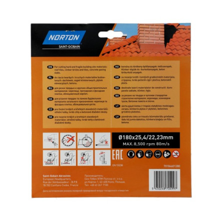 Tarcza diamentowa do cięcia cegły i dachówki Norton Bricks