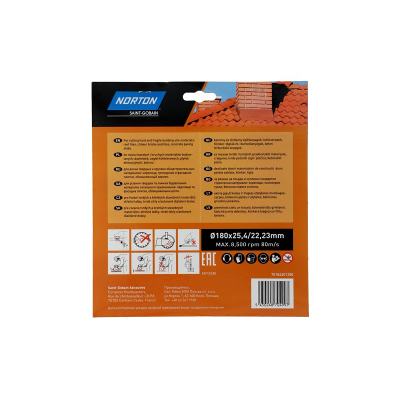 Tarcza diamentowa do cięcia cegły i dachówki Norton Bricks