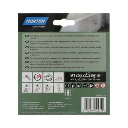 Tarcza diamentowa do ceramiki NORTON CERAM TILES 