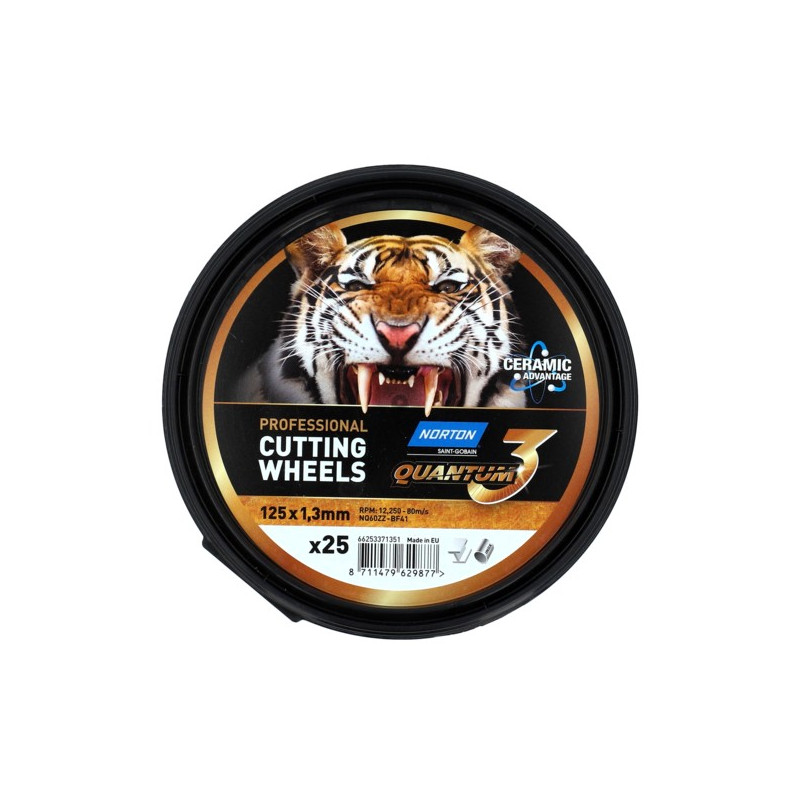 Tarcza do cięcia metalu i stali 125x1,3x22 mm, NORTON QUANTUM3 NQ60ZZ