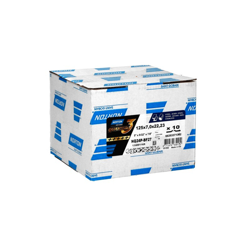 Wypukła tarcza do szlifowania stali i metalu 125x7x22 mm NORTON QUANTUM3