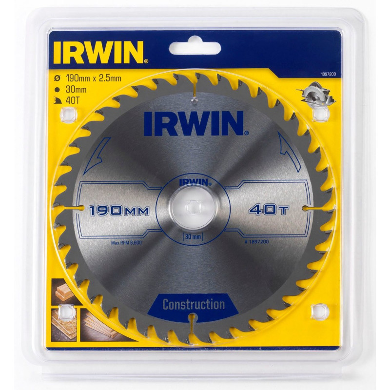 Piła tarczowa 190 x 30 mm 40T, IRWIN 1897200