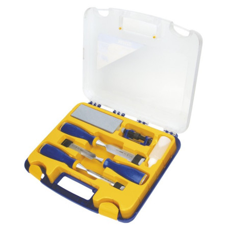 Zestaw 3 dłut do drewna + zestaw do ostrzenia 13, 19, 25 mm