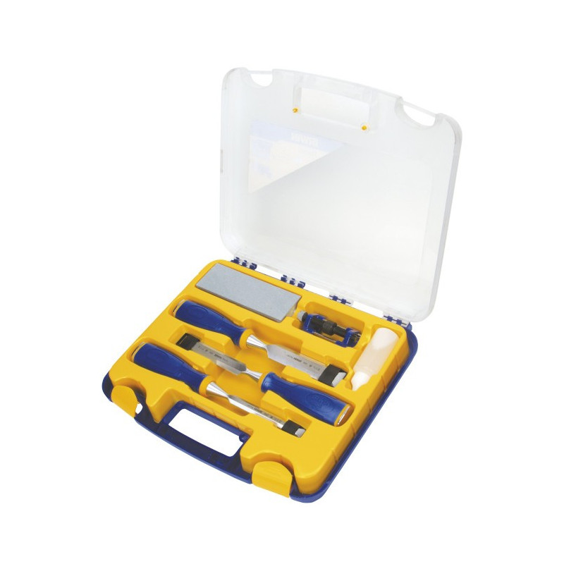 Zestaw 3 dłut do drewna + zestaw do ostrzenia 13, 19, 25 mm