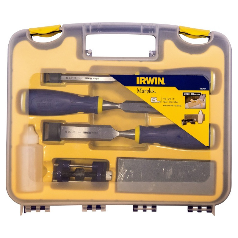 Zestaw 3 dłut do drewna + zestaw do ostrzenia 13, 19, 25 mm