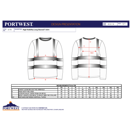 Koszulka ostrzegawcza z długimi rękawami T-shirt PORTWEST S178