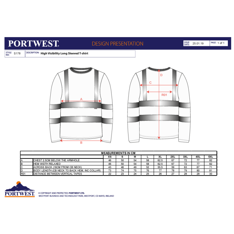 Koszulka ostrzegawcza z długimi rękawami T-shirt PORTWEST S178