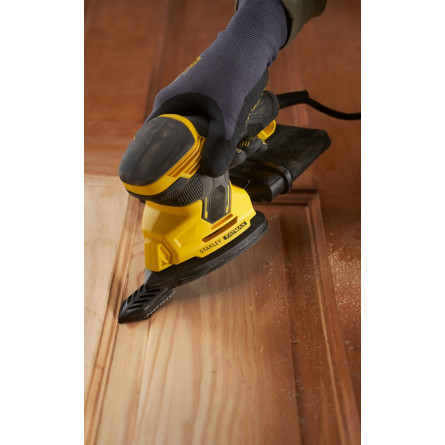 Szlifierka oscylacyjna delta STANLEY FATMAX SFMEW210S-QS, 120W. Kompaktowe narzędzie do precyzyjnego szlifowania narożników i tr