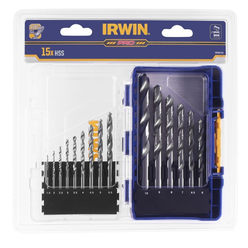IRWIN Zestaw 15 wierteł do metalu w etui HSS PRO 1.5-10 mm IW3031501