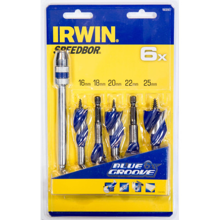 IRWIN Zestaw 5 wierteł piórowych do drewna BLUE GROOVE 6X 16-25 mm 1922007