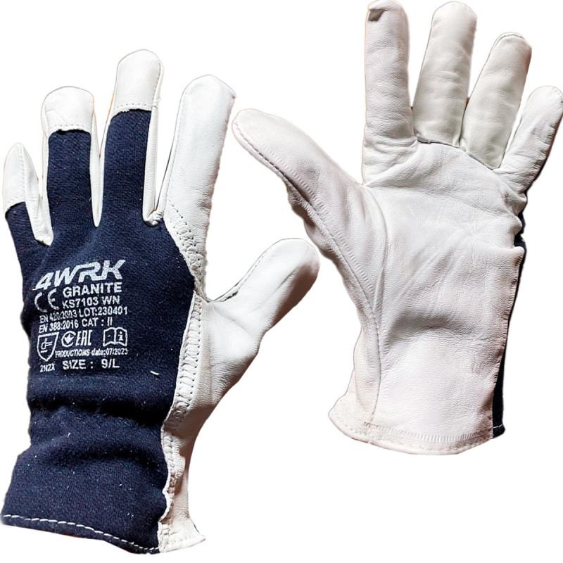 4WRK Rękawice robocze z koziej skóry GRANITE KS7103