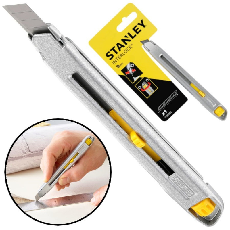 STANLEY Nóż łamany metalowy 9 mm INTERLOCK 0-10-095