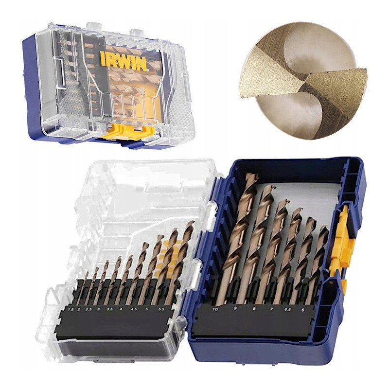 IRWIN Zestaw 15 wierteł do metalu w etui HSS COBALT PRO 1.5-10 mm IW3036501 IRWIN Zestaw 15 wierteł do metalu w etui HSS COBALT PRO 1.5-10 mm IW3036501