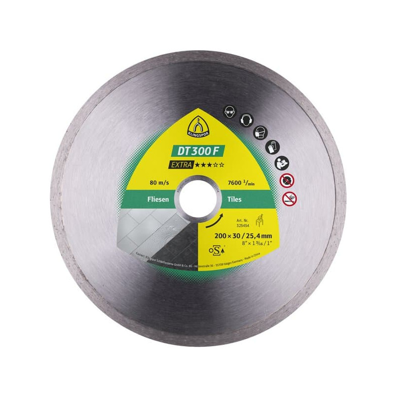 KLINGSPOR Tarcza diamentowa do cięcia płytek 200x1,9x30 mm DT 300 F Extra