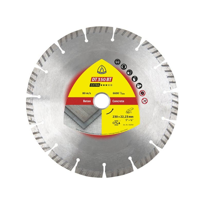KLINGSPOR Tarcza diamentowa TURBO do cięcia betonu 180x2,6x22,23 mm DT 350 BT Extra
