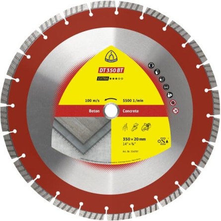 KLINGSPOR Tarcza diamentowa TURBO do cięcia betonu 350x3x20 mm DT 350 BT Extra