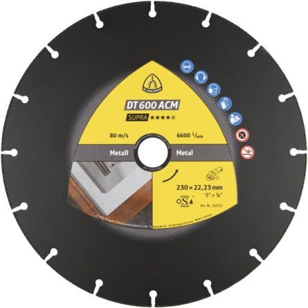 KLINGSPOR Tarcza diamentowa do cięcia metali i stali 115x1,3x22,23 mm DT 600 ACM Supra