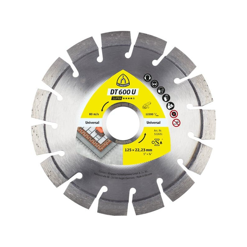 KLINGSPOR Tarcza diamentowa do cięcia betonu 140x2,4x22,23 mm DT 600 U Supra