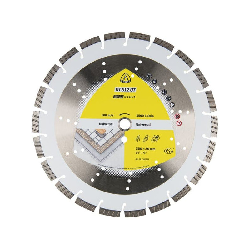 KLINGSPOR Tarcza diamentowa TURBO do cięcia betonu 350x3x25,4 mm DT 612 UT Supra
