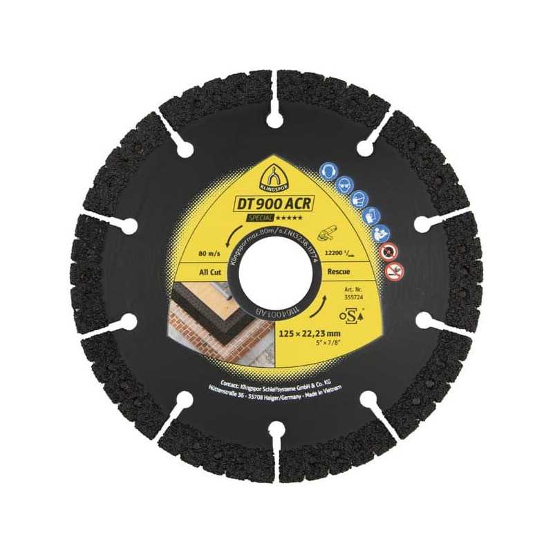 KLINGSPOR Tarcza diamentowa do cięcia wielu materiałów 115x2,8x22,23 DT 900 ACR Special KLINGSPOR Tarcza diamentowa do cięcia wielu materiałów 115x2,8x22,23 DT 900 ACR Special