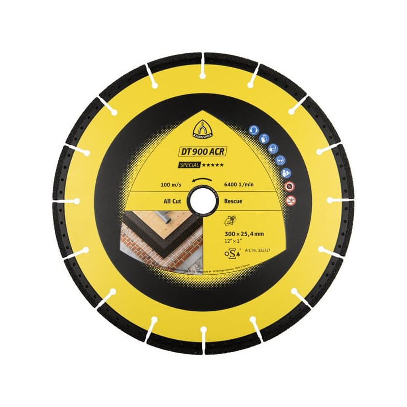 KLINGSPOR Tarcza diamentowa do cięcia wielu materiałów 350x3,1x25,4 DT 900 ACR Special KLINGSPOR Tarcza diamentowa do cięcia wielu materiałów 350x3,1x25,4 DT 900 ACR Special