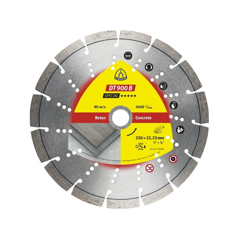 KLINGSPOR Tarcza diamentowa TURBO do cięcia betonu 125x2,4x22,23 DT 900 B Special KLINGSPOR Tarcza diamentowa TURBO do cięcia betonu 125x2,4x22,23 DT 900 B Special