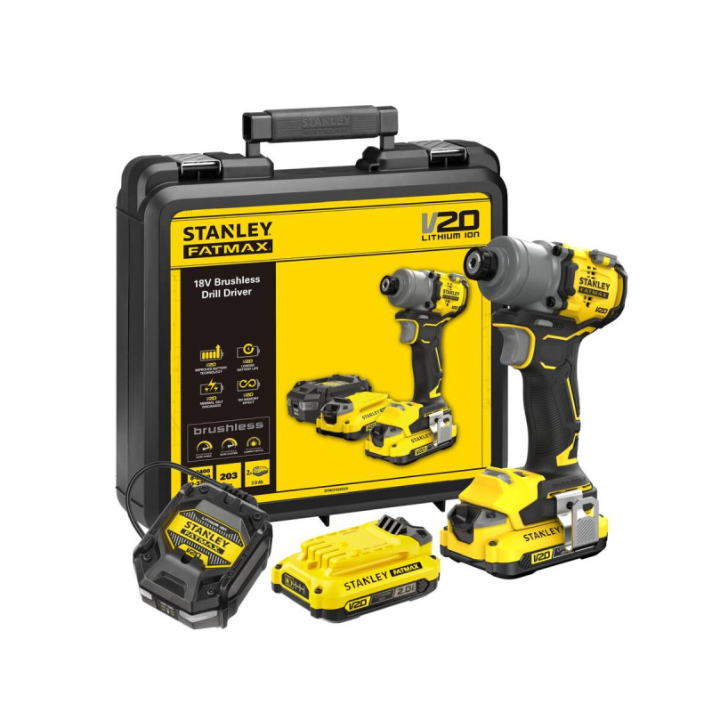 STANLEY Bezszczotkowa zakrętarka udarowa 18V FATMAX V20 SFMCF830D2K-QW