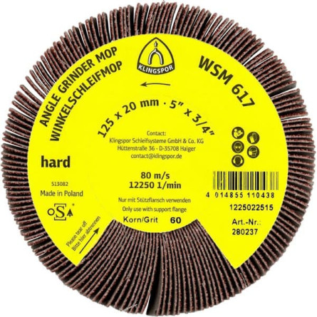 KLINGSPOR Ściernica listkowa nasadzana kątowa 125x 20 mm WSM 617