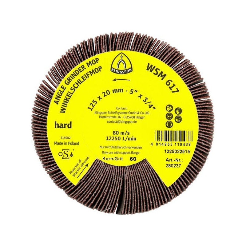 KLINGSPOR Ściernica listkowa nasadzana kątowa 125x 20 mm WSM 617