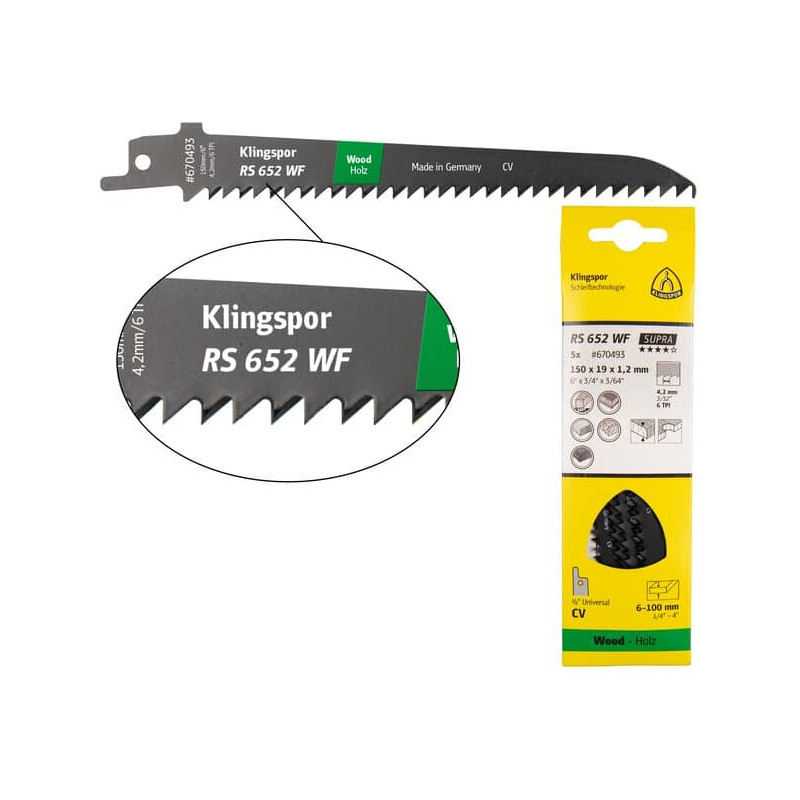 KLINGSPOR Brzeszczot do piły szablastej do drewna miękkiego RS 652 WF Supra KLINGSPOR Brzeszczot do piły szablastej do drewna miękkiego RS 652 WF Supra
