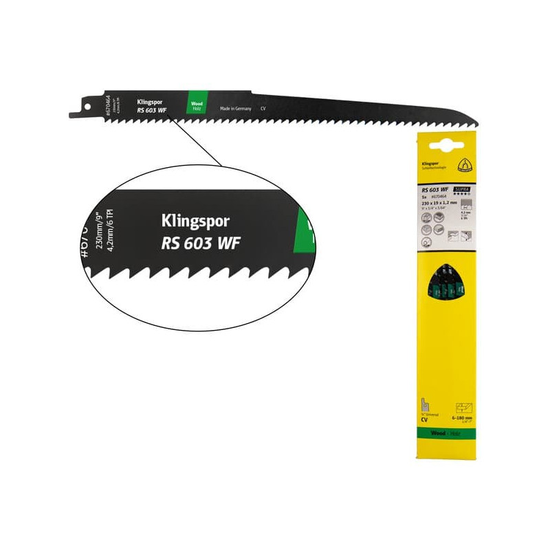 KLINGSPOR Brzeszczot do piły szablastej do drewna miękkiego RS 603 WF Supra