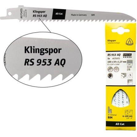 KLINGSPOR Brzeszczot do piły szablastej uniwersalny RS 953 AQ Special