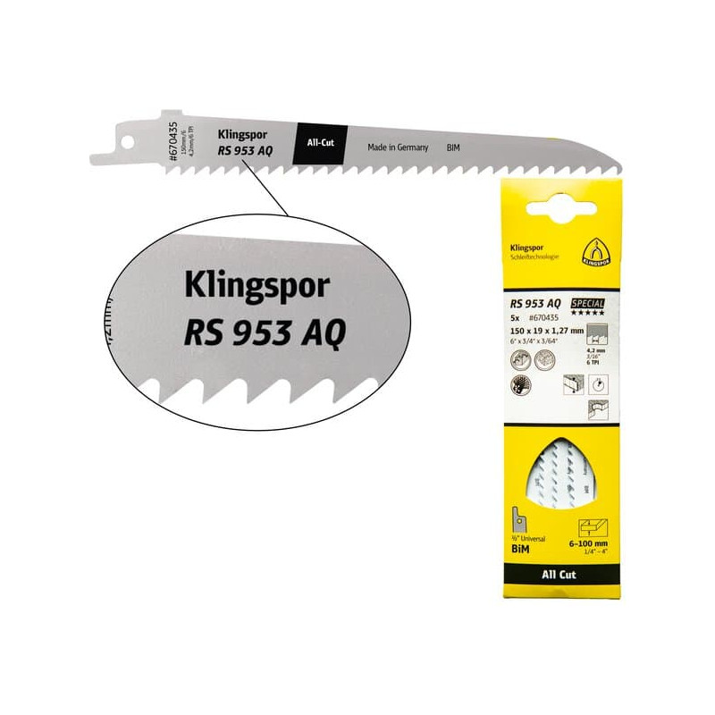 KLINGSPOR Brzeszczot do piły szablastej uniwersalny RS 953 AQ Special KLINGSPOR Brzeszczot do piły szablastej uniwersalny RS 953 AQ Special