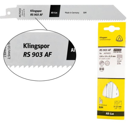 KLINGSPOR Brzeszczot do piły szablastej z bimetalu uniwersalny RS 903 AF Special