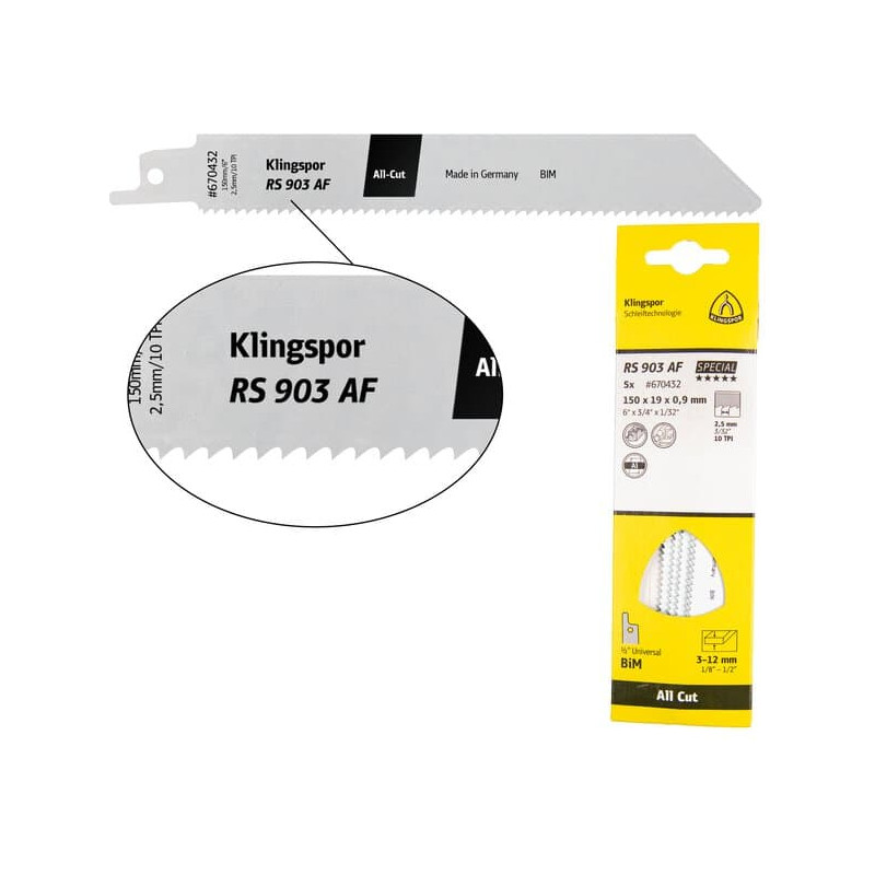 KLINGSPOR Brzeszczot do piły szablastej z bimetalu uniwersalny RS 903 AF Special