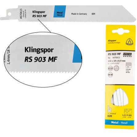 KLINGSPOR Brzeszczot do piły szablastej do stali, metali, aluminium RS 903 MF Special