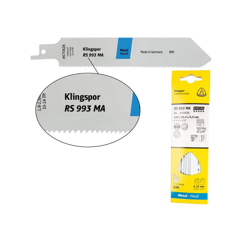 KLINGSPOR Brzeszczot do piły szablastej do stali RS 993 MA Special