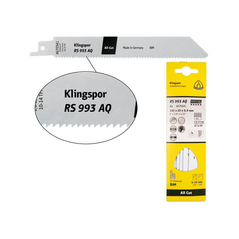 KLINGSPOR Brzeszczot do piły szablastej uniwersalny RS 993 AQ Special KLINGSPOR Brzeszczot do piły szablastej uniwersalny RS 993 AQ Special