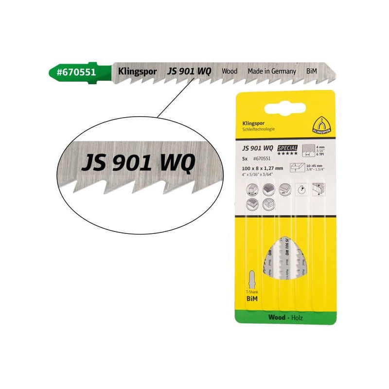 KLINGSPOR Brzeszczot do piły szablastej z bimetalu do drewna twardego JS 901 WQ Special