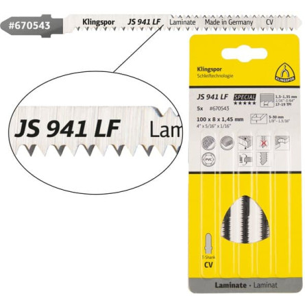 KLINGSPOR Brzeszczot do piły szablastej do laminatów i tworzyw JS 941 LF Special
