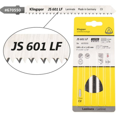 KLINGSPOR Brzeszczot do piły szablastej do laminatów i tworzyw JS 601 LF Supra