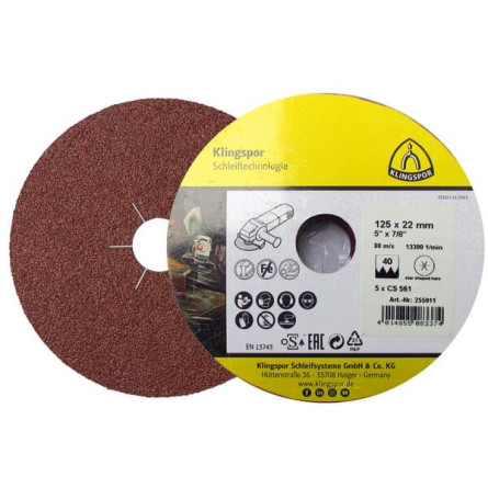KLINGSPOR Krążek fibrowy 125 mm CS 561 (opakowanie detaliczne)