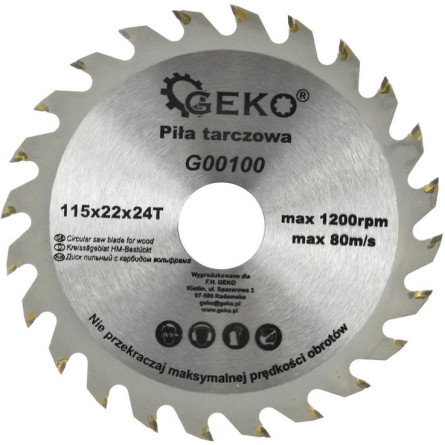 GEKO Piła widiowa do cięcia drewna 115 mm 24T G00100