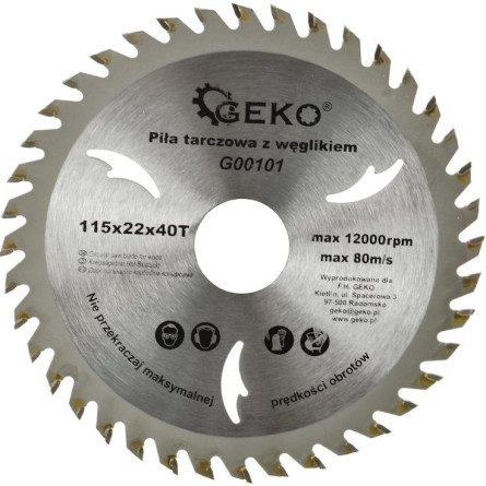 GEKO Piła widiowa do cięcia drewna 115 mm 40T G00101