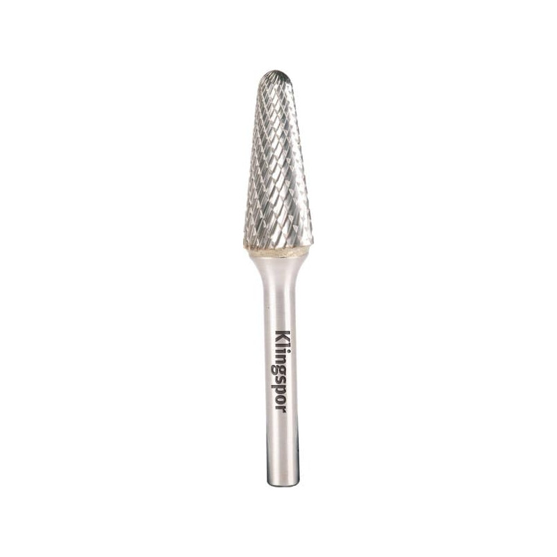 KLINGSPOR Frez z węglika spiekanego kulisto-stożkowy 12,7x32x6 mm HF 100 L (uzębienie wysokowydajne do stali szlachetnej)