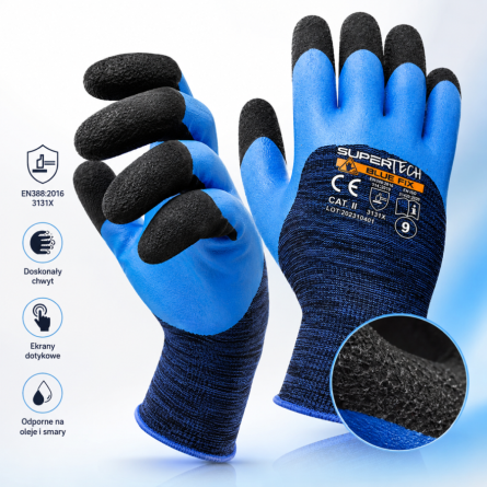 WORKLINK Rękawice robocze powlekane pianką lateksową SuperTech™ BLUE FIX